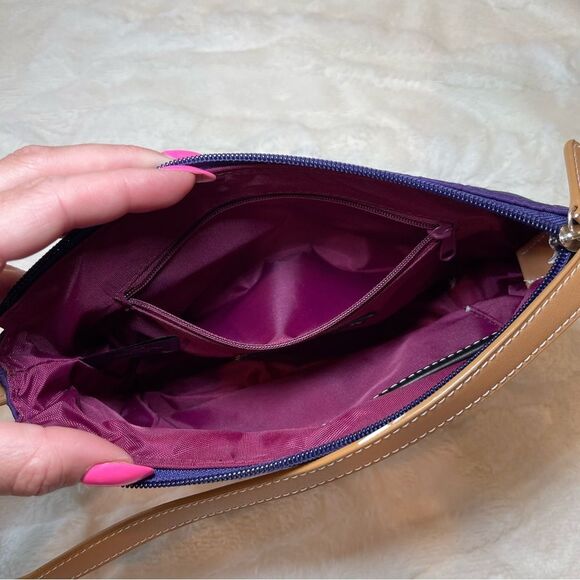 Etienne Aigner Purple and Tan Shoulder Bag - Picture 9 of 9
